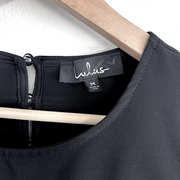 NWT LULUS ‘Conversation Piece’ Size M Black Maxi Dress Backless Cutouts USA Made - Picture 3 of 14